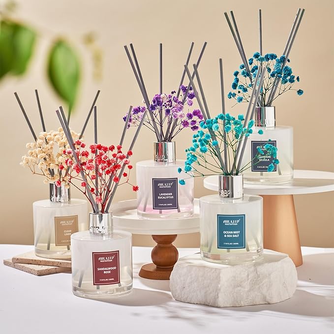Airkeep Reed Diffuser Set/Clean Linen/6.76 fl oz(200ml)/1 Pack/Home & Office Decor Aromatherapy Diffuser Oil Gift Set Airkeep