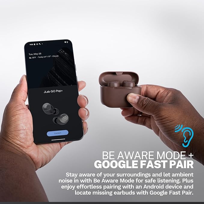 JLab Go Air Tones+ True Wireless Earbuds Designed with Auto On and Connect, Touch Controls, 32+ Hours Bluetooth Playtime, EQ3 Sound, and Dual Connect, Natural Earthtone Color (4625 W) JLab