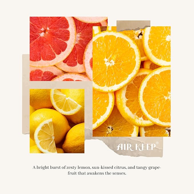 Airkeep Reed Diffuser Set,3.38 fl oz (100 ml) - Citrus Lemon Oil Diffusers with 8 Reed Sticks, Home Fragrance Reed Diffuser for Bathroom Shelf Decor Airkeep