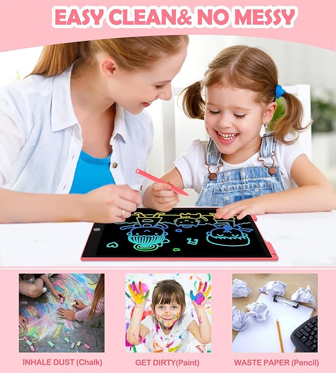 LCD Writing Tablet Doodle Board, 15 inch Colorful Drawing Tablet Writing Pad for Kids, Electronic Erasable Learning Educational Girls Gifts Toys for 3 4 5 6 7 Year Old Girls Boys pbeknco