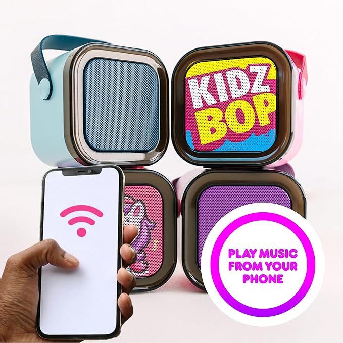 Move2Play, Kidz Bop Mini Karaoke Machine for Kids | Official Kidz Bop Merchandise | 2 Microphones | Connect with Bluetooth | 3, 4, 5, 6, 7+ Year Old Gift | Toy for Girls, Boys, & Toddler Move2Play