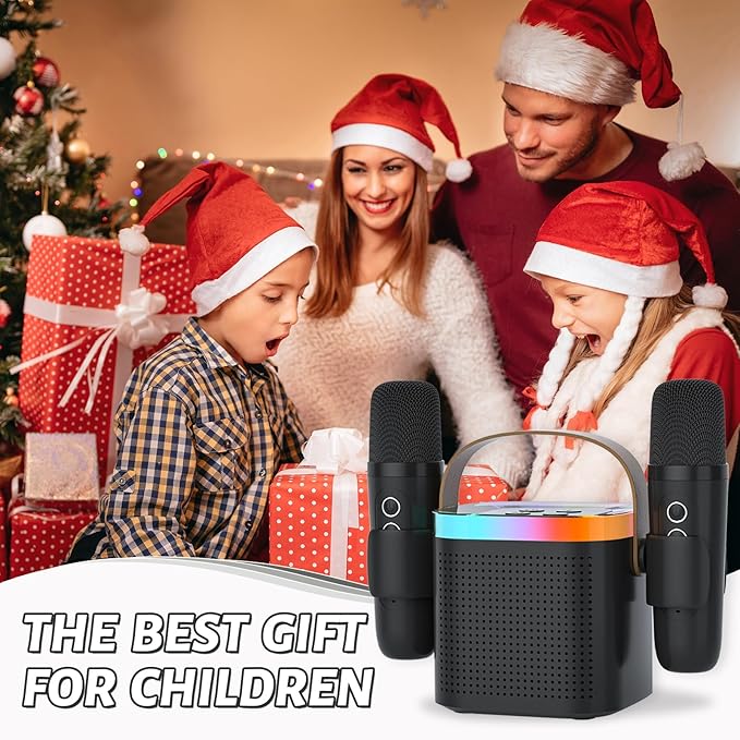 Karaoke Machine for Kids Adults，Wireless Microphones with Speaker ，with Led Lights with 5 Sound Mode, Halloween Toys for Girls Boys Ages 3-12+ Years Old (Black) DRSYXCSAboutUsIntroduction
