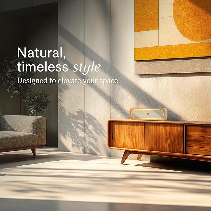 House of Marley Get Together 3 Bluetooth Speaker, 10Hr Playtime, USB-C Fast Charging, EQ Sound Modes, Ambient LED Light, 30m Wireless Range, Bamboo & Rewind Fabric Design (Cream) HouseofMarley