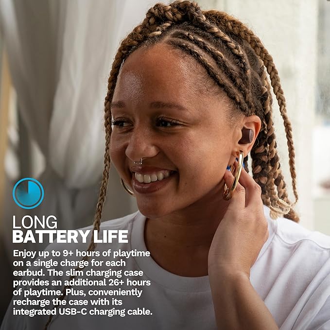 JLab Go Air Tones+ True Wireless Earbuds Designed with Auto On and Connect, Touch Controls, 32+ Hours Bluetooth Playtime, EQ3 Sound, and Dual Connect, Natural Earthtone Color (4625 W) JLab