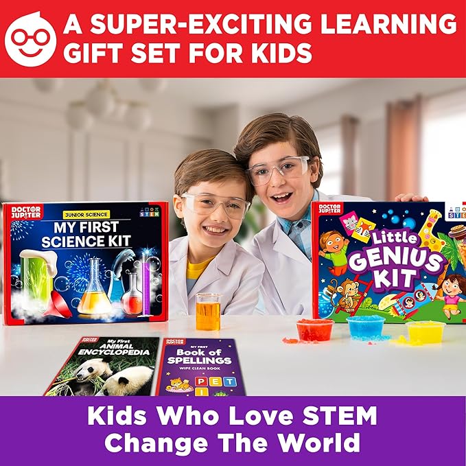 Doctor Jupiter Ultimate Gift Set of Learning| Set of ‘My First Science Kit’, ‘Little Genius Kit’ for Kids Ages 4-6|Birthday Gift for Boys, Girls| STEM Learning & Education Toys for 4,5,6 Year Old DoctorJupiter