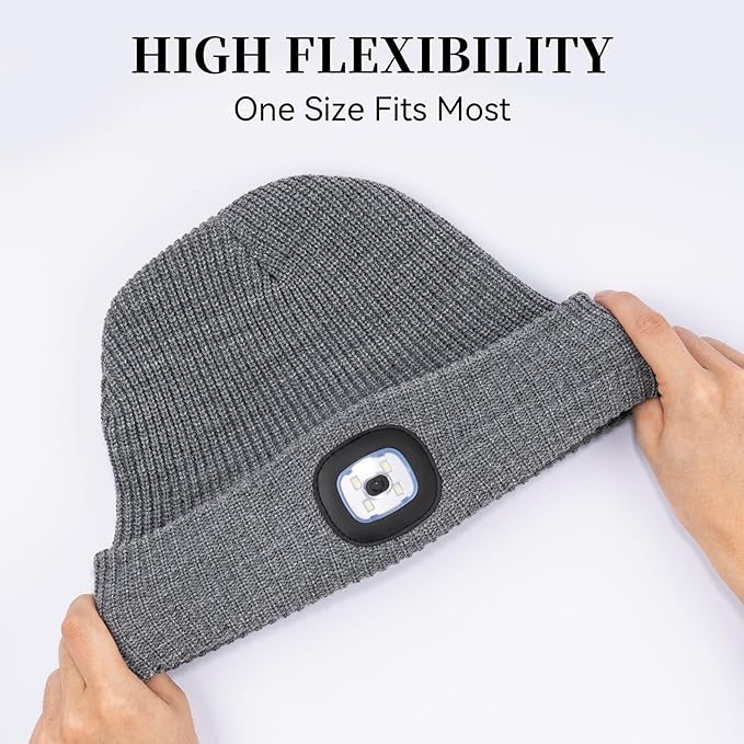 Etsfmoa Unisex Hat with Light,Winter Knitted Lighted Beanie for Men and Women,Rechargeable LED Cap Etsfmoa