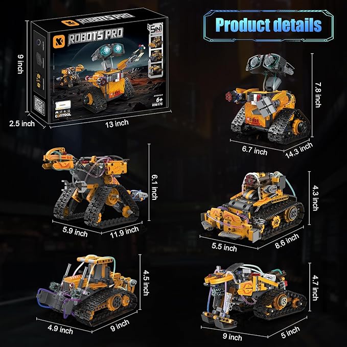 Building Toys STEM Robot Kit，5 in 1 Remote & APP Controlled Building Set，DIY Educational Building Blocks Set ，Educational Gift for Boys Girls Age 6 7 8 9 10 11 12 13 14+ Year Old Sciencow