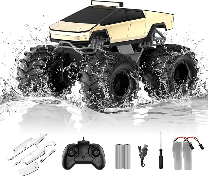 Remote Control Car for Boys, 1:18 Monster Trucks Toys Amphibious RC Cars, 2.4 GHz Waterproof RC Trucks, 4WD All Terrain Off-Road Pickup, Kids Toys for 6-12 Year Old Boys Girls Christmas Birthday Gifts 1