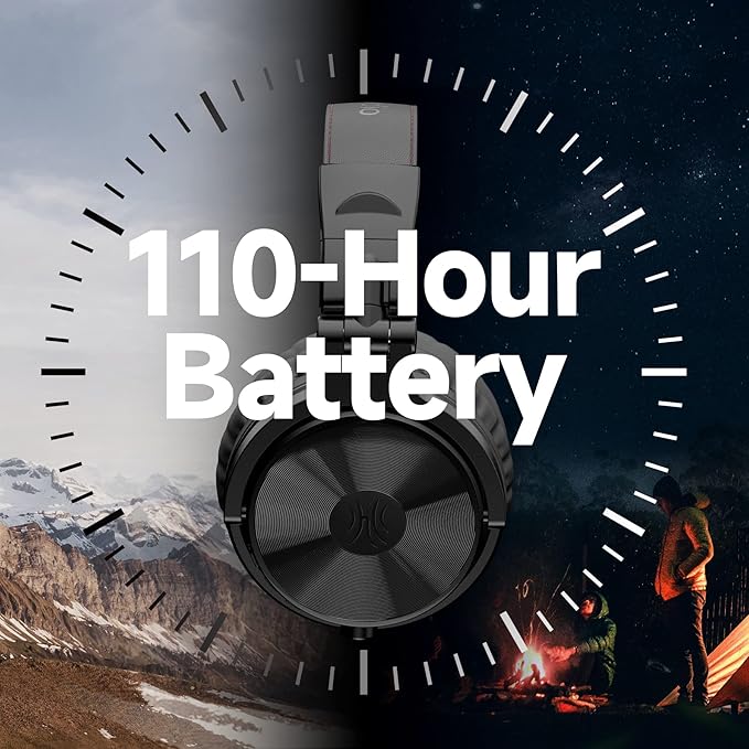 OneOdio Bluetooth Over Ear Headphones, 110 Hrs Wireless/Wired Stereo Sound Foldable Headsets with Deep Bass 50mm Neodymium Drivers for PC/Computer/Podcast- Studio Wireless Pro C, Black OneOdio