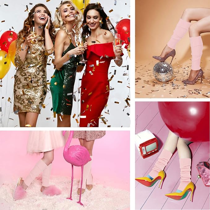 v28 Women Juniors Neon Ribbed Leg Warmers for 80s Eighty's Party Sports Yoga v28