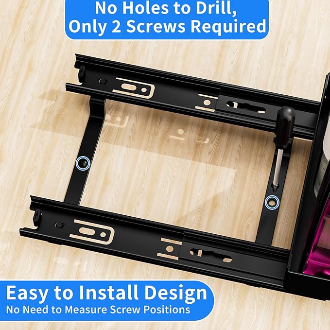 Pull Out Spice Rack Organizer for Cabinet, Heavy Duty-Slide Out Spice Rack, Vertical Spice Rack for Kitchen Cabinet and Pantry (6.3''Wx10.5''Dx2.8''H, Metal Black) BOIVSHI