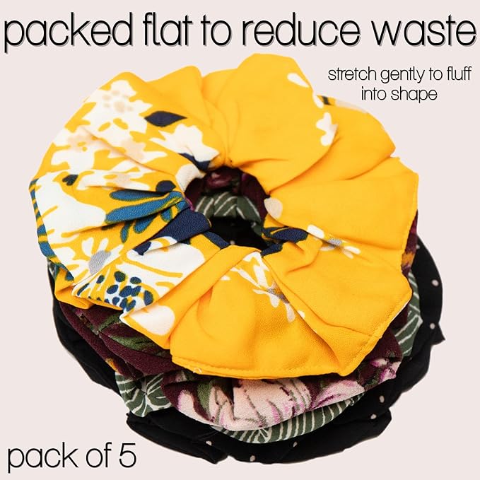 likemary Scrunchies for Women - Match Your Mood & Outfit - Strong, Snag-Free Hair Ties for All Hair Types Made from Sustainable Reclaimed Fabric - 5 Pack likemary