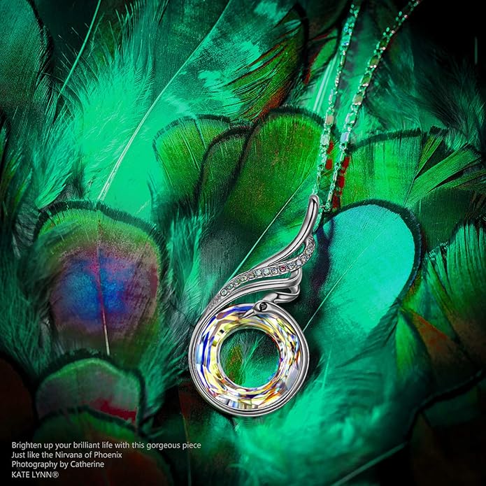 Kate Lynn "Rise From the Ashes Phoenix Necklace Made with Crystals from Austria, 18"+2" Necklace, Packaged with Jewelry Box, Birthday Gift for Women, Symbol of Luck and Renewal KateLynn