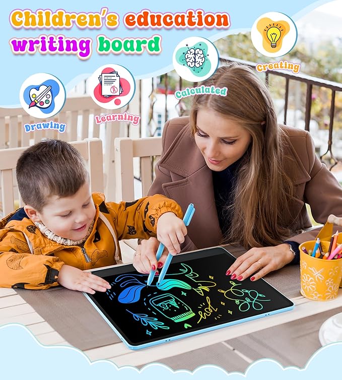LCD Writing Tablet Doodle Board, 16 inch Colorful Drawing Tablet Writing Pad for Kids, Electronic Erasable Learning Educational Girls Gifts Toys for 3 4 5 6 7 Year Old Girls Boys pbeknco