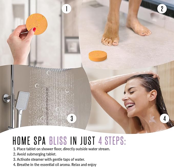 Shower Steamers Aromatherapy GOSSBY 6 Pack - Gifts for Women, Birthday Gifts for Her, Home Spa, Shower Bombs, Self Care, Relaxation, Lavender Essential Oil, Teen Girl Gifts - Serene Essence Style Gossby