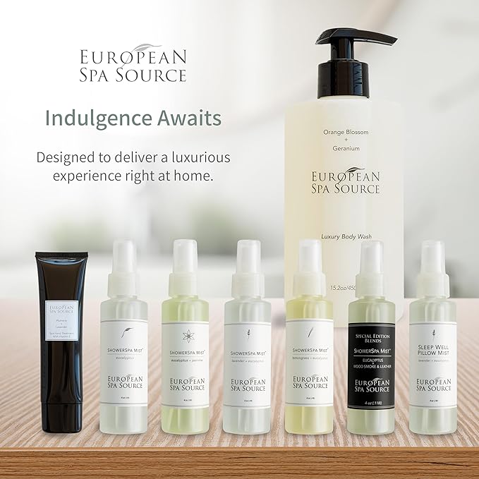 European Spa Source Jasmine + Eucalyptus ShowerSpa Mist Spray for Aromatherapy, At Home Spa Experience, Sinus Congestion Relief, and Tension Relief, 4 fl oz. EuropeanSpaSouce