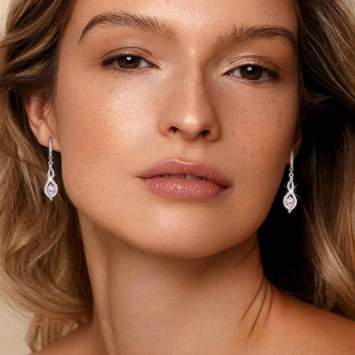 Infinity Dangle Drop Earrings for Women 925 Sterling Silver Leverback Earrings with Birthstone Jewelry Gifts for Women BlaniyJewelry