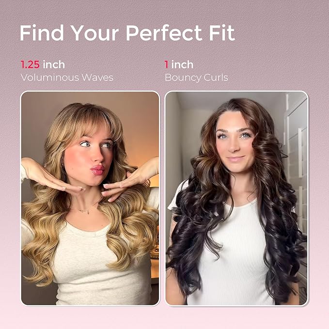 Upgraded Automatic Rotating Curling Iron - TYMO CurlPro Plus Long Barrel Curling Wand for Long Hair, Ceramic Hair Curler for Women, Anti-Scald, 600M Ionic, Dual Voltage, Gold Blush, 1 1/4 Inch TYMOFashionTech