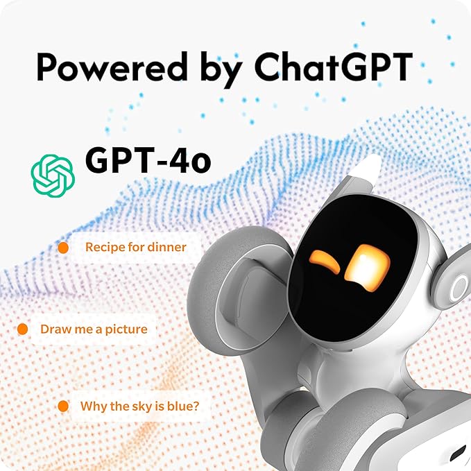 Robot Pet Dog ChatGPT-4o Smart AI-Powered Companion Voice & Gesture Control, Real-Time Interaction Robotics Toys for Kids, Home Monitoring - Includes Charging Dock Loona