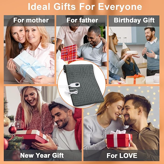 Deepsoon Heating Pad,Electric Heating Pads for Back,Neck,Abdomen,Moist Heating Pad for Shoulder,Knee,Arms,Legs,Dry/Moist Heat & Auto Shut Off,Christmas Gifts for Men and Women,Dark Gray,33x17 Inch Deepsoon