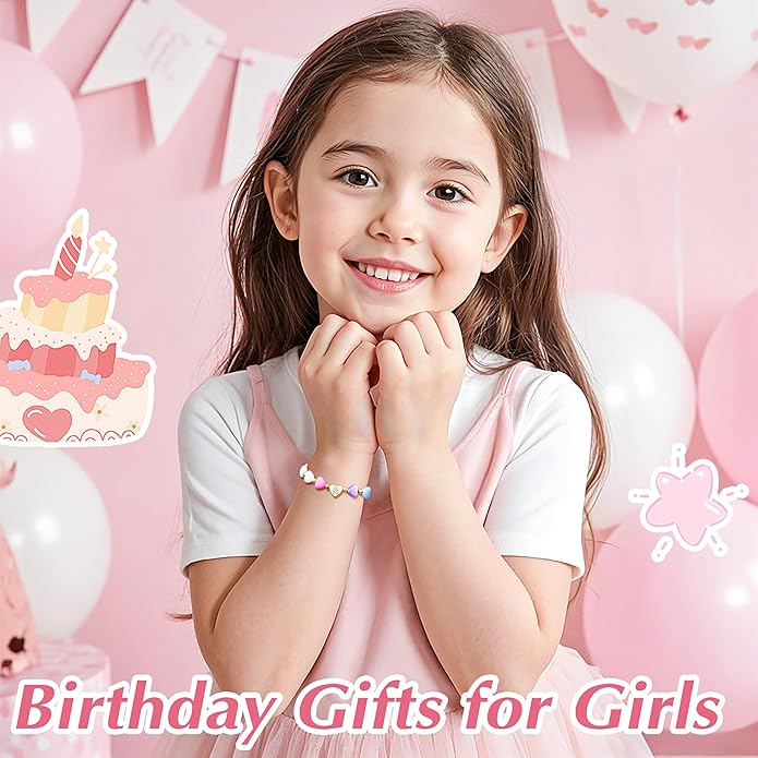 WomenGifts Initial Heart Bracelets for Girls Women – Christmas Stocking Stuffers Cute Little Girls Letter A-Z Charm Bracelet, Personalized Happy 3-18 Year Old Birthday Gift for Sisters, Toddler, Teens & Her Kick Boosters