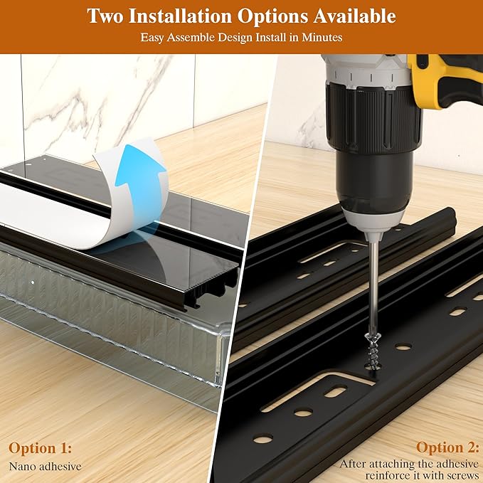 2 Pack Pull Out Spice Rack Organizer for Cabinet, 2 Tier Slide Out Spice Racks Organizer, Spice Cabinet Organizers, Cabinet Size Need:12'' High x 11'' Deep x 5'' Wide, Clear Acrylic DABIGE