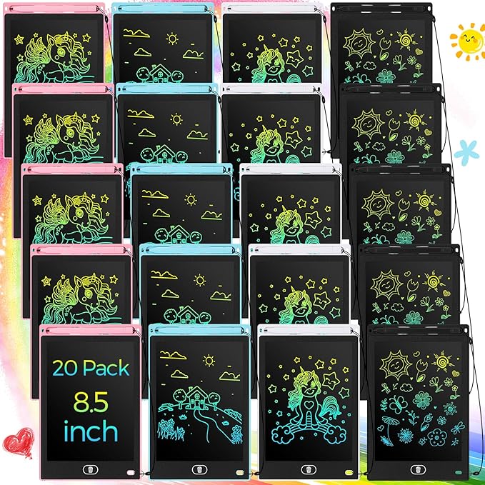 Zhehao 20 Pack LCD Writing Board for Kids, 8.5 Inches Doodle Reusable Screen Drawing Pad Erasable Painting Pads Educational Toy for 3-8 Years(Cute Color) Zhehao