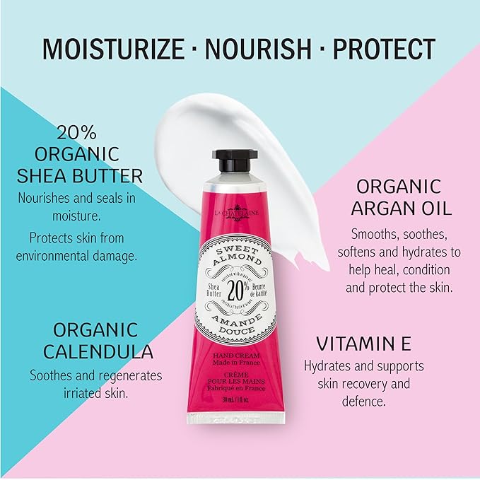 La Chatelaine 20% Shea Butter Hand Cream Travel Size Tin, Gift Set for Women, Nourishing Hand-Care Set for Holiday (Coconut Milk, Shea, Lychee Cranberry) LaChatelaine