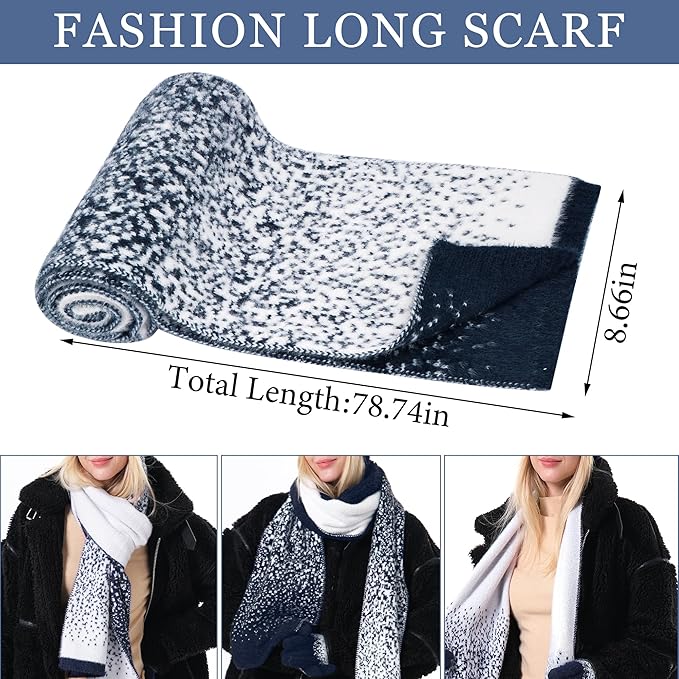 Womens Winter Knit Beanie Hats and Touchscreen Gloves Long Scarf Set with Warm Fleece Lined Skull Caps Scarves for Women FZFANTASTICZONE