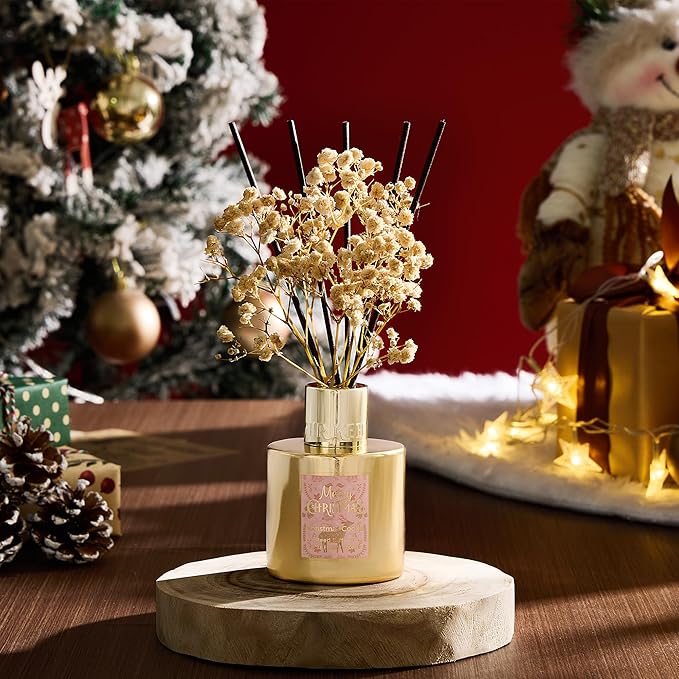 Airkeep Christmas Reed Diffuser Set - 3.38 fl oz (100 ml) Christmas Cookie Oil Diffuser with 8 Reed Sticks, Home Fragrance for Bathroom Shelf Decor Airkeep