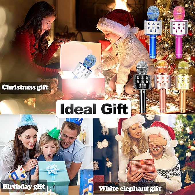 Karaoke Micorphones for Kids Wireless Bluetooth Karaoke Machine for Child Musical Toys Micorphones for Girls Boys Children Birthday Party Home KTV Thanksgiving Kids Gifts FINYIORE