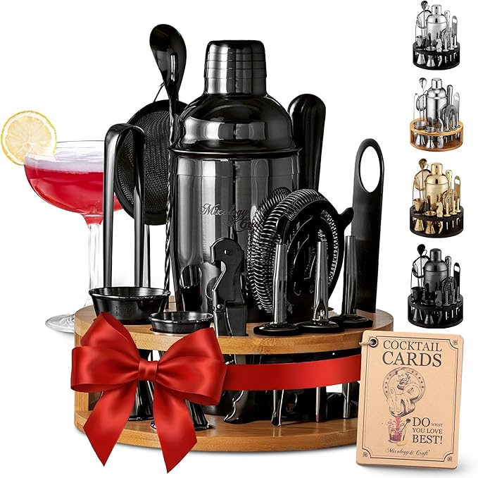 Mixology & Craft Bartender Kit - 15 Piece Set Including Cocktail Shaker and Bar Accessories, Perfect for Drink Mixing at Home, Plus Exclusive Recipe Cards MixologyCraft