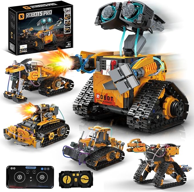 Building Toys STEM Robot Kit，5 in 1 Remote & APP Controlled Building Set，DIY Educational Building Blocks Set ，Educational Gift for Boys Girls Age 6 7 8 9 10 11 12 13 14+ Year Old Sciencow