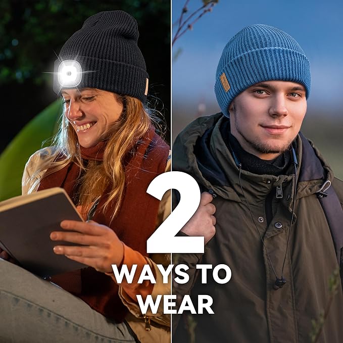 Etsfmoa Unisex Hat with Light,Winter Knitted Lighted Beanie for Men and Women,Rechargeable LED Cap Etsfmoa