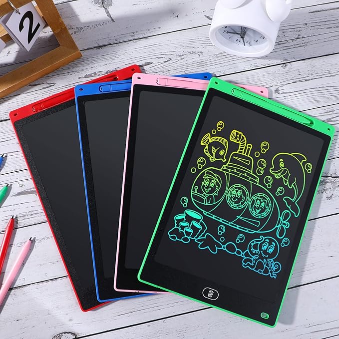 8 Pcs 12 Inch LCD Writing Tablet for Kids Bulk Doodle Board Colorful Doodle Pad Writing Board Electronic Drawing Tablet for Kids Toddlers Learning Birthday Day Gifts for Girls Boys (Black Trim) Zhehao