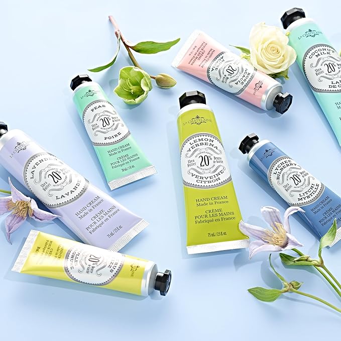 La Chatelaine Hand Cream Gift Set for Women, Hand Lotion for dry cracked hands, Travel Size, Natural Hand Cream Made in France with Organic Shea Butter (Cherry Almond, Wild Fig, & Gardenia) 3 x 1 fl LaChatelaine