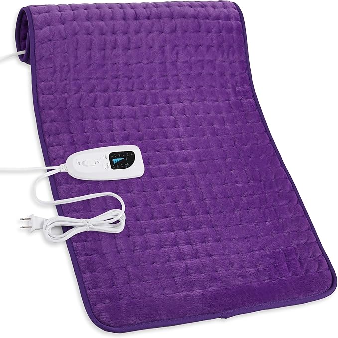 Deepsoon Heating Pad,Electric Heating Pads for Back,Neck,Abdomen,Moist Heating Pad for Shoulder,Knee,Arms,Legs,Dry/Moist Heat & Auto Shut Off,Birthday Gifts for Men and Women,Dark Purple,33x17 Inch Deepsoon