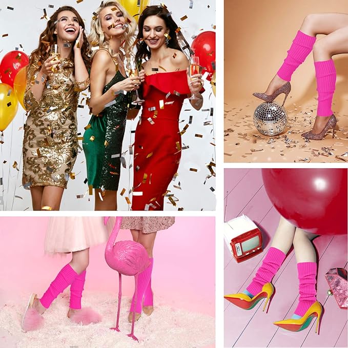 v28 Women Juniors Neon Ribbed Leg Warmers for 80s Eighty's Party Sports Yoga v28