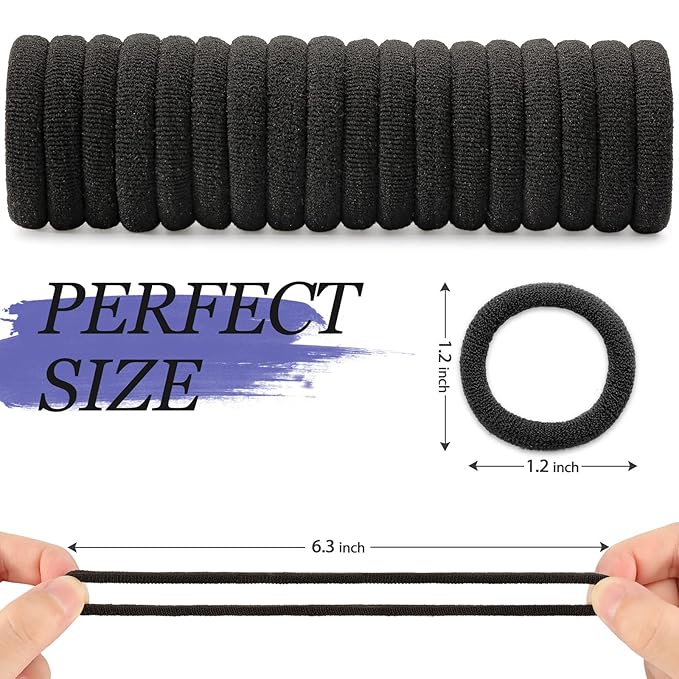100 pcs No Break Hair Ties fitting Kit, and limited-time Starter Kit | Gentle for any hair type with no slipping or snagging Color mixing(Black) JIRIS