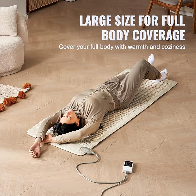 VEVOR Far Infrared Heating Pad, Amethyst Heating Mat with Negative Ions, 103-159℉ Hot Gemstones Therapy Mat with 0-12 Hours Timer for Full Body Pain Relief (72 x 24-inch) VEVOR