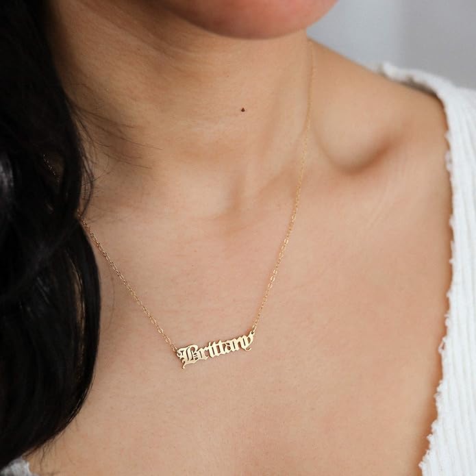 TinyName Custom Name Necklace Personalized 18K Gold Plated Nameplate Customized Jewelry Gift for Women TinyName