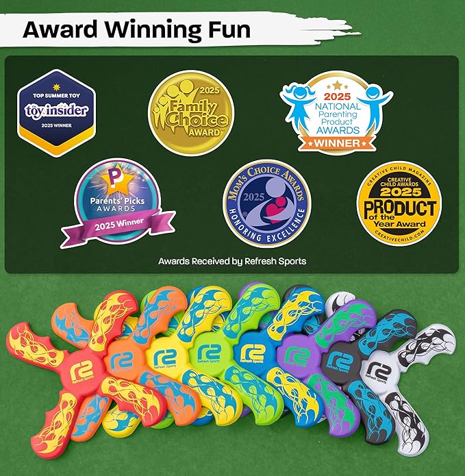 Kids Beach Toys Boomerang - Ultimate Beach Boomerangs for Beaches - Fun Easter Basket Stuffers for Boys & Girls - Playdates Sand Toys Soft Colorful Designs & Tons Of Fun Toy Easter Gifts For Kids RefreshSports