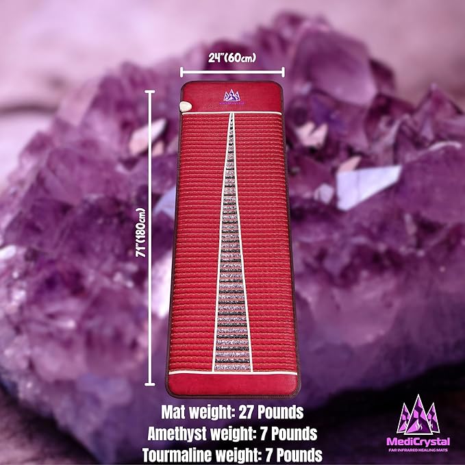 MediCrystal Infrared Heat Amethyst & Tourmaline Mat - Full Size 72"x24" - Adjustable FIR Heating 86-158°F - Deep Warmth Hot Stone Pad - Whole Body Comfort & Health - Original Manufacturer MediCrystal