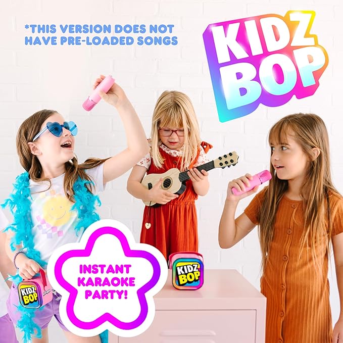 Move2Play, Kidz Bop Mini Karaoke Machine for Kids | Official Kidz Bop Merchandise | 2 Microphones | Connect with Bluetooth | 3, 4, 5, 6, 7+ Year Old Gift | Toy for Girls, Boys, & Toddler Move2Play