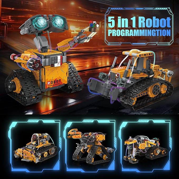 Building Toys STEM Robot Kit，5 in 1 Remote & APP Controlled Building Set，DIY Educational Building Blocks Set ，Educational Gift for Boys Girls Age 6 7 8 9 10 11 12 13 14+ Year Old Sciencow