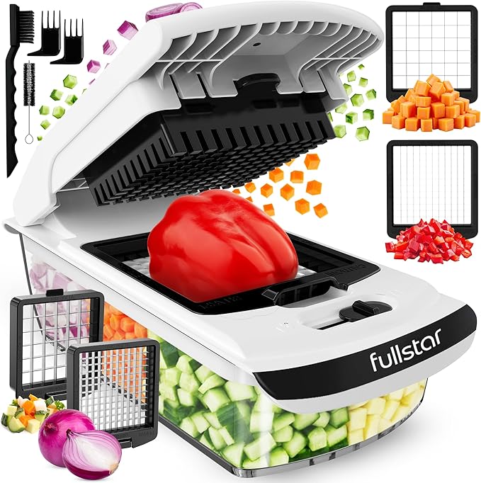 Fullstar The Original Pro Chopper - Vegetable Chopper and Spiralizer, Food Chopper with Container, Fruit Slicer, Kitchen Gadgets & Gifts, Home Essentials (2 in 1, White) fullstar