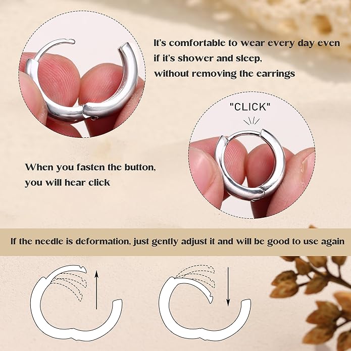 BESTEEL 3Pairs 14K Gold Plated Hoop Earrings Set for Women Chunky Earring Silver Plated Hypoallergenic Small Huggie Hoops Lightweight Tiny Thick Trendy Hoop Earrings Stacks for Multiple Piercing BESTEEL