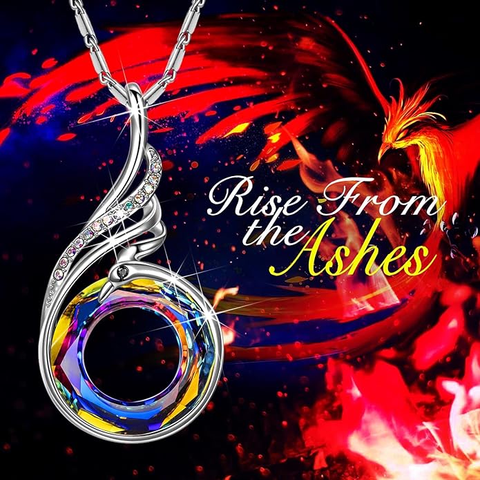 Kate Lynn "Rise From the Ashes Phoenix Necklace Made with Crystals from Austria, 18"+2" Necklace, Packaged with Jewelry Box, Birthday Gift for Women, Symbol of Luck and Renewal KateLynn