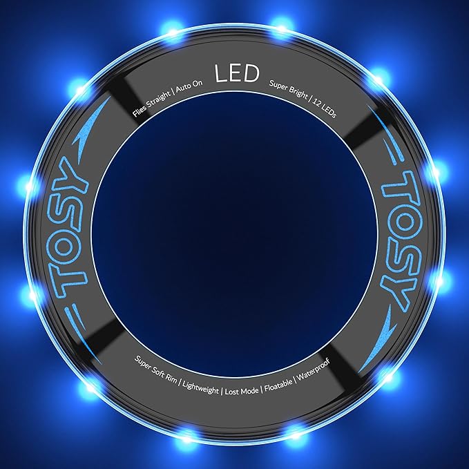 TOSY Flying Ring - 12 LEDs, Super Bright, Lost Mode, Auto Light Up, Safe & Soft, Waterproof, Lightweight, Birthday, Camping Toy, Easter Gift for Kid/Boy/Girl TOSY