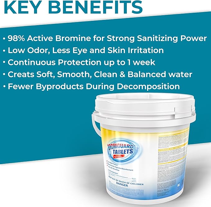 1 Inch Bromine Tablets | Brominating Chemical Sanitizer for Spas, Hot Tubs or Indoor Pools - Low Odor, Less Irritation, Pre-Stabilized, Long-Lasting, Chlorine Alternative - 8 lbs Kick Boosters